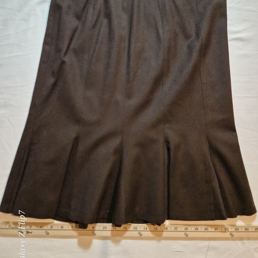 Vintage Brown Wool Blend Midi Skirt | Pleated Hem | Dark Academia | Size M - Picture 3 of 5